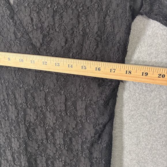 VTG 90s Ice Silk Dress 2XL Wrap Lace Sheer Flowy Skater Whimsigoth Feminine ** - Picture 10 of 14